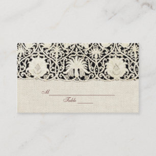 Wedding Antique Lace Linen White Classic Pretty Place Card