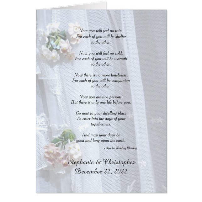 Wedding, Apache Blessing Now You Will Feel No Rain (Front)