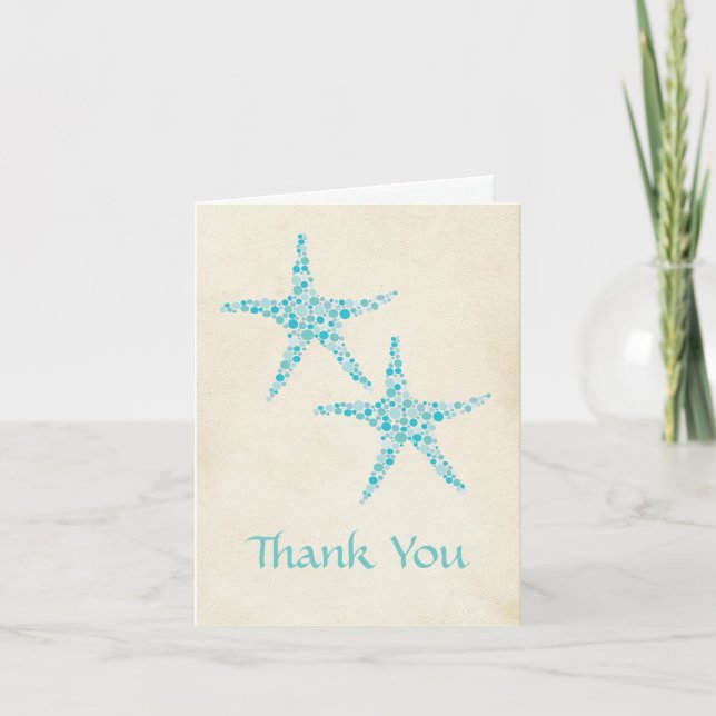 Wedding Aqua Turquoise Starfish Thank You Card (Front)