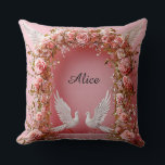 Wedding Arch Pink Roses White Doves Love 🌸 Throw Pillow<br><div class="desc">Bring romantic elegance into your home with this beautiful wedding arch design featuring pink roses and white doves 🌸🕊️
Symbolizing love,  unity,  and eternal commitment,  this soft decorative design creates a warm and heartfelt atmosphere 💍✨
Perfect for wedding gifts,  anniversary presents,  or romantic home décor that celebrates timeless love.</div>