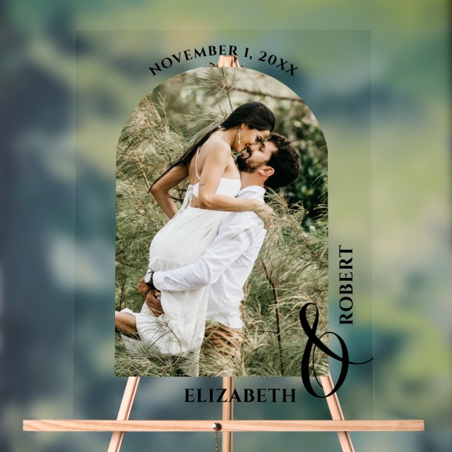 Wedding Arched Photo Welcome Sign (Neutre)