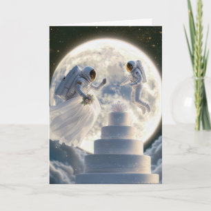 Wedding Astronaut for  Newlyweds In Moonlight Card