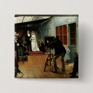 Wedding at the Photographer's, 1878-9 2 Inch Square Button