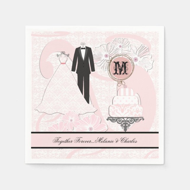 Wedding Attire Personalized Paper  Napkins (Front)