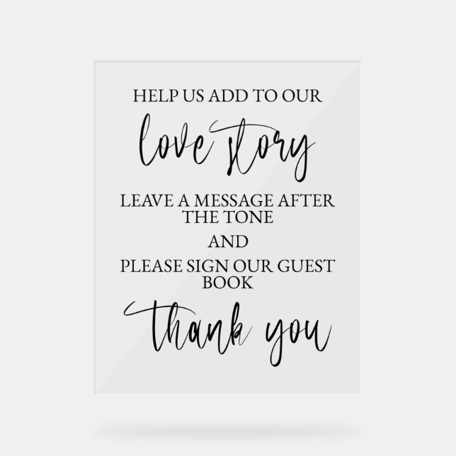 Wedding Audio Guest Book Pedestal Table Sign  (Front)