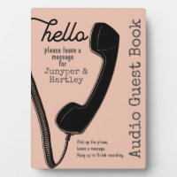 Wedding Audio Guest Book Sign Black Phone on Pink