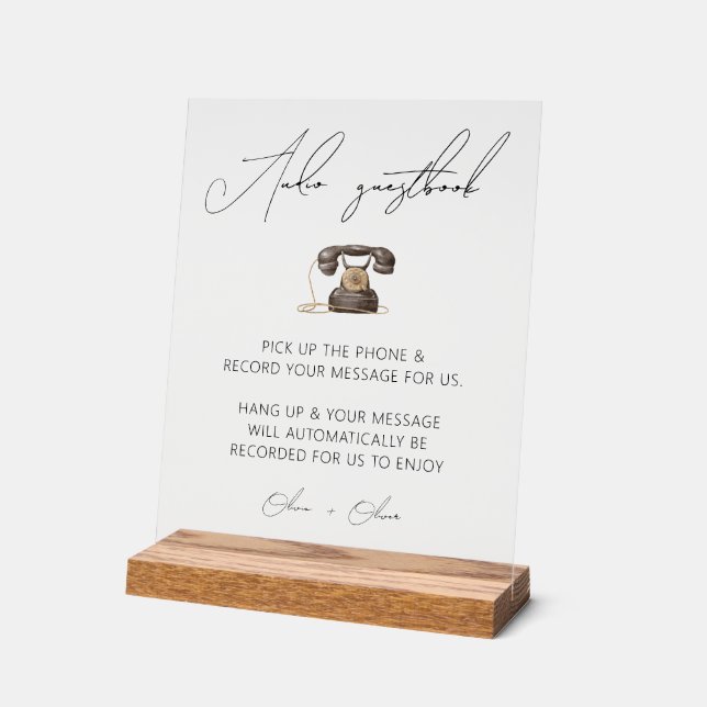 Wedding audio guestbook acrylic sign (Angle)