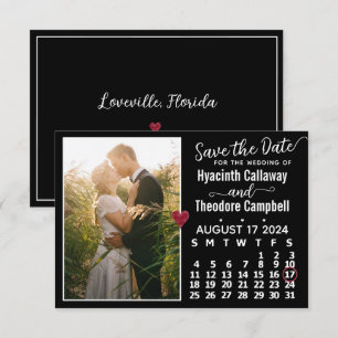 Wedding August 2024 Calendar Custom Photo Black Save The Date