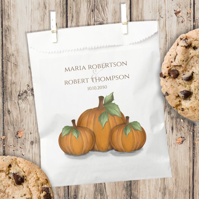 Wedding Autumn Fall Watercolor Pumpkin Elegant Favour Bag (Creator Uploaded)