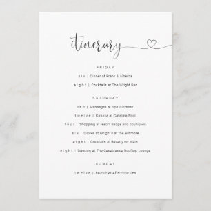 Wedding / Bachelorette Party / Birthday Itinerary Program