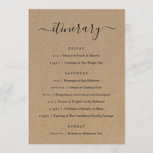 Wedding / Bachelorette Party / Birthday Itinerary Program