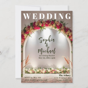 Wedding Backdrop Magazine Cover Invitation