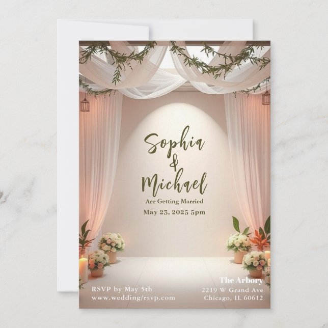 Wedding Backdrop Magazine Cover Invitation (Front)