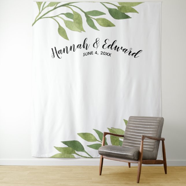 Wedding backdrop, photo prop, custom botanical tapestry (In Situ)
