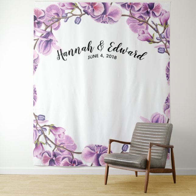 Wedding backdrop, photo prop, custom botanical tapestry (In Situ)