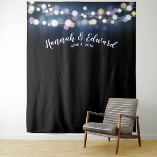 Wedding backdrop, photo prop, custom lights tapestry