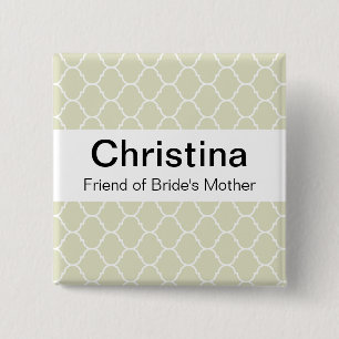 Wedding Badge (large sans serif) 2 Inch Square Button