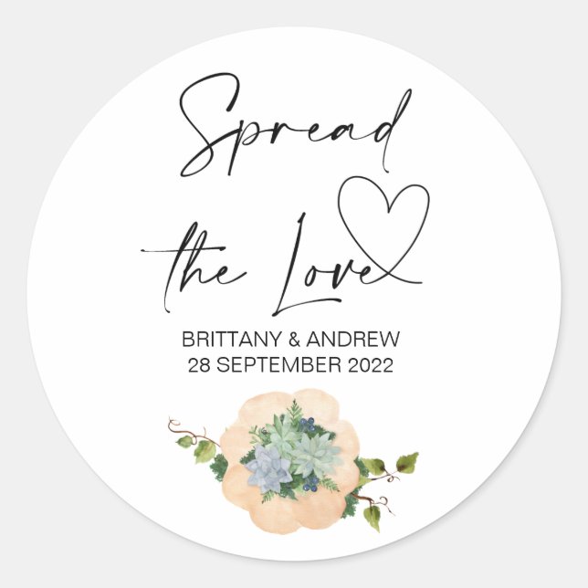 Wedding Bag Favor Spread the Love Jam Thanksgiving Classic Round Sticker (Front)