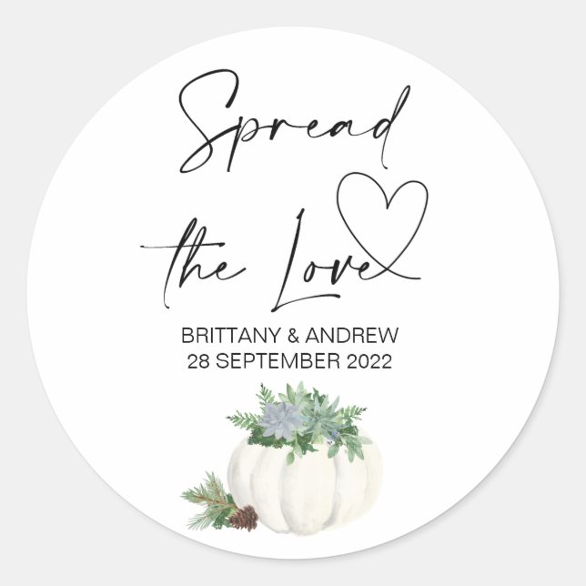 Wedding Bag Favor Spread the Love Jam Thanksgiving Classic Round Sticker (Front)