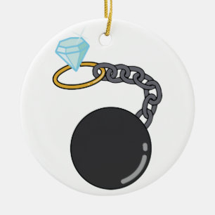 Wedding Ball And Chain Ceramic Ornament