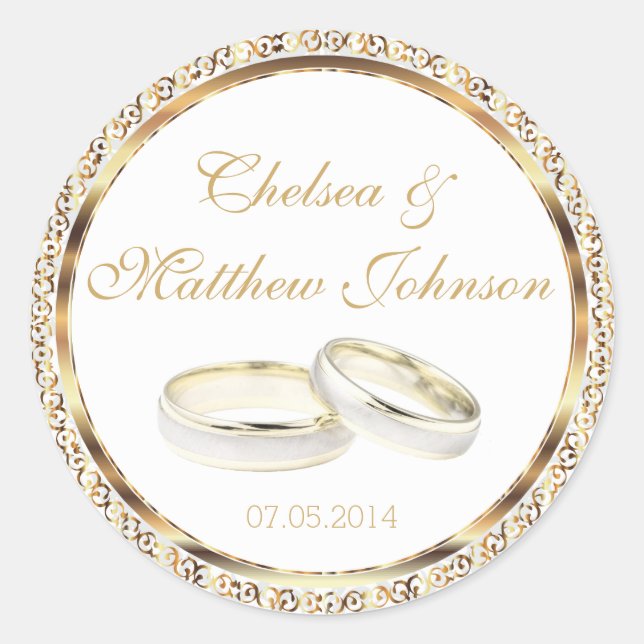 Wedding Bands for the Bride and Groom Classic Round Sticker (Front)