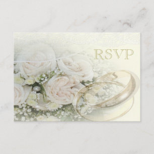 Wedding Bands, Roses, Doves & Lace RSVP Card