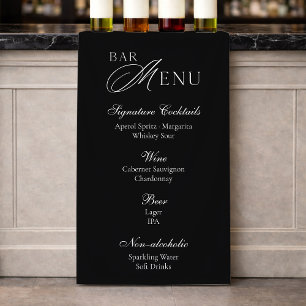 Wedding Bar Menu Modern Black & White Sign