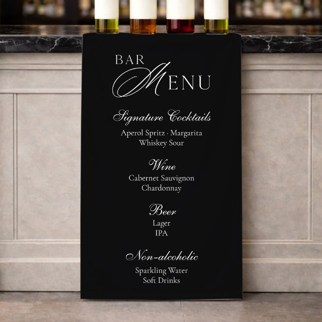 Wedding Bar Menu | Modern Black & White Sign (Creator Uploaded)