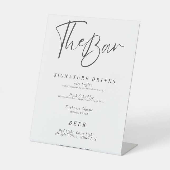Wedding Bar Menu Pedestal Sign (Front)