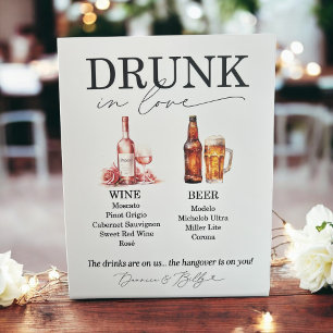 Wedding Bar Menu Sign For Wine and Beer