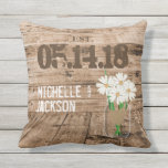 Wedding Barn Wood Design with Daisies Outdoor Pillow<br><div class="desc">Pillow in a Wedding Barn Wood Design Style. ⭐This Product is 100% Customizable. Graphics and/or text can be added, deleted, moved, resized, changed around, rotated, etc... ✔(just by clicking on the "EDIT DESIGN" area) ⭐99% of my designs in my store are done in layers. This makes it easy for you...</div>