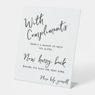 Wedding Bathroom Basket Help Yourself Minimal Pedestal Sign