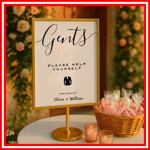 Wedding Bathroom Sign Modern Elegant Minimalist