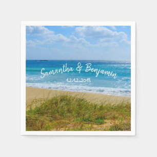 Wedding Beach Bride and Groom Personalized Names Napkin