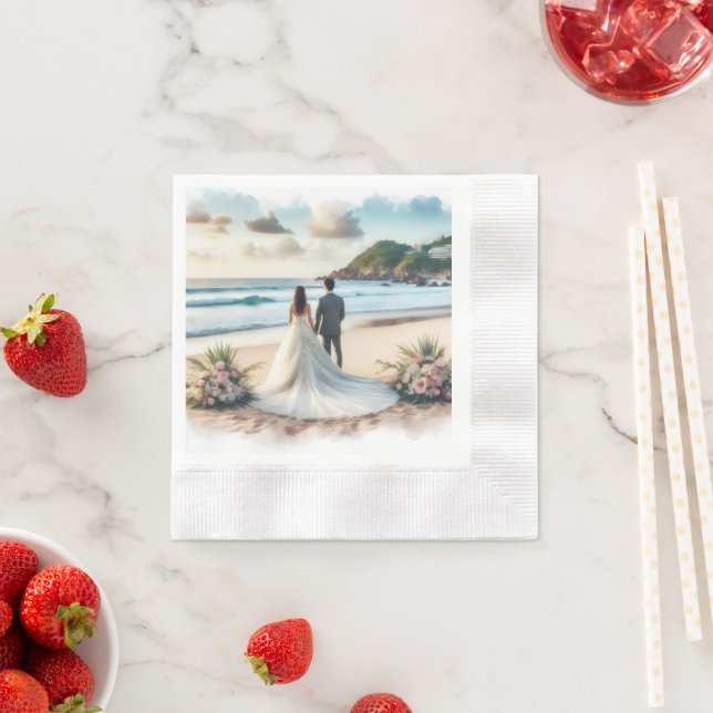 Wedding Beach Couple Napkin (Insitu)