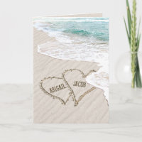 Wedding Beach Hearts In Sand With Surf and Names