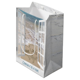 Wedding Beach Hearts  Medium Gift Bag