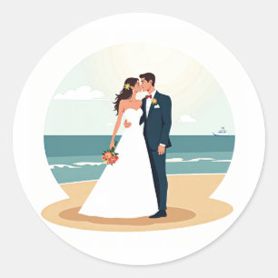 Wedding Beach Kiss Sticker