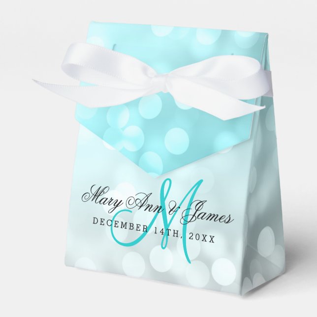 Wedding Beach Ombre Glitter Lights Favor Box (Front Side)