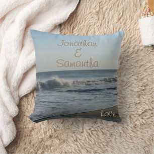 Wedding Beach Sand Ocean Love Throw Pillow