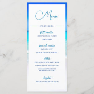Wedding Beach Sea Blue Ocean  Summer Monogram Menu
