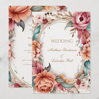 Wedding Beautiful Modern Boho Floral flowers Invitation