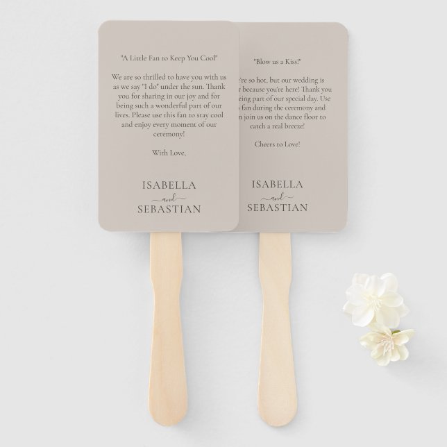 Wedding Beige Love Fun Quote Hand Fan (Front and Back)