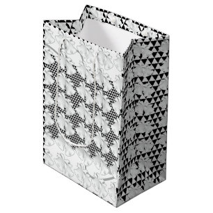Wedding Bells Blk White Geo Medium Gift Bag