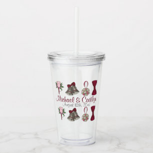 Wedding Bells Bow Tie Floral Bouquet Anniversary Acrylic Tumbler