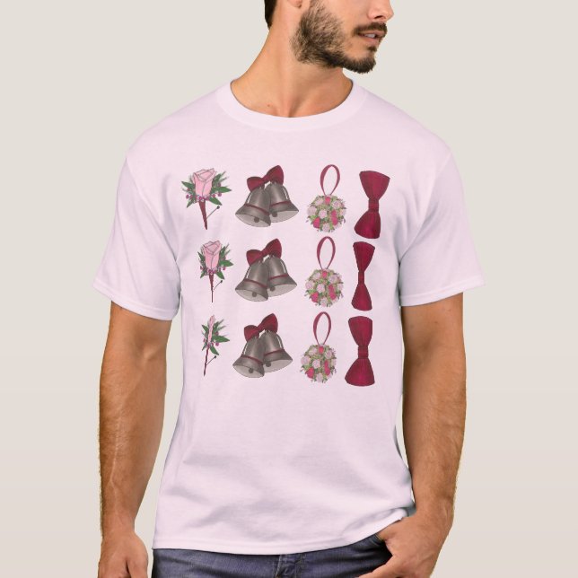 Wedding Bells Bridal Rose Flower Bowtie Tee (Front)