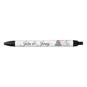 Wedding Bells Custom Wedding Favour Gift Black Ink Pen