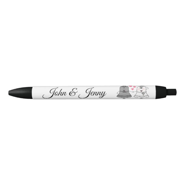Wedding Bells Custom Wedding Favour Gift Black Ink Pen (Front)