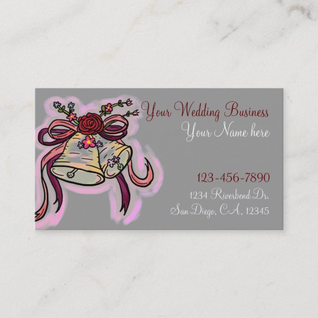 Wedding Bells customizable business cards (Front)