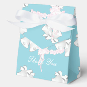 Wedding Bells Floral Pastel Blue Thank You    Favor Box